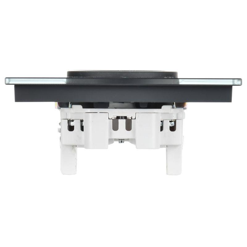 Розетка 2-м SKANDY 10А без заземл. без защ. шторок для плоской вилки SK-R03G графит IEK SK-R20-10-K53