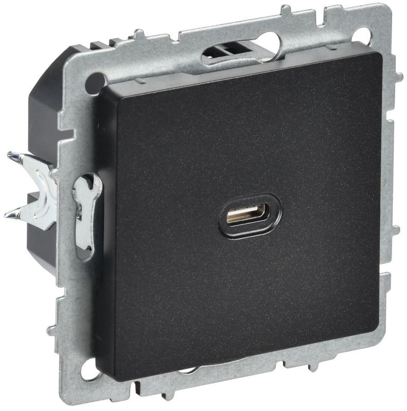 Розетка СП BRITE РЮ12-1-БрЧ USB C 65Вт высокоскор. заряд. черн. IEK BR-U13-065-K02