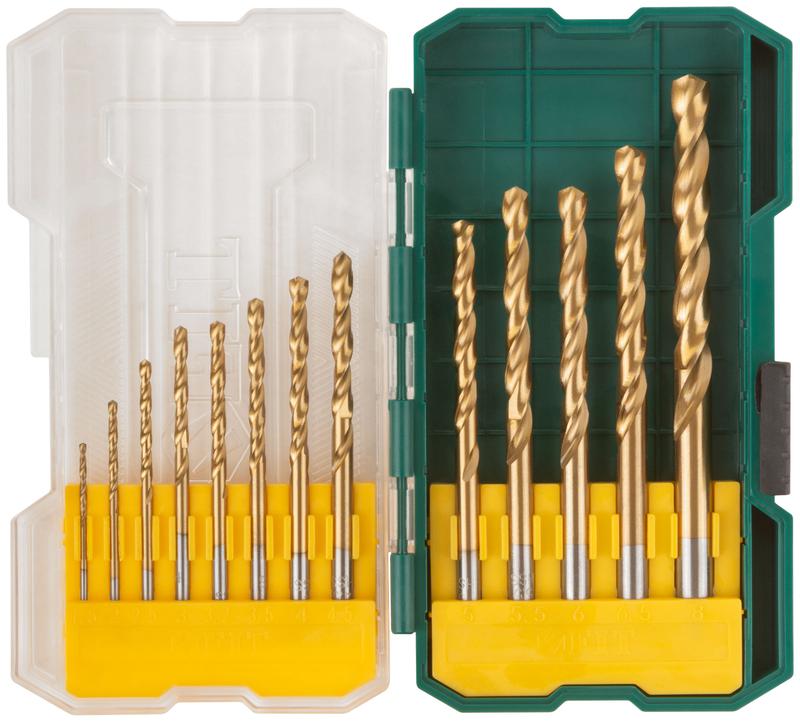 Набор сверл HSS пометаллу титановое покрытие 13шт (1.5-2-2.5-3-3.2-3.5-4-4.5-5-5.5-6-6.5-8мм) FIT 34216