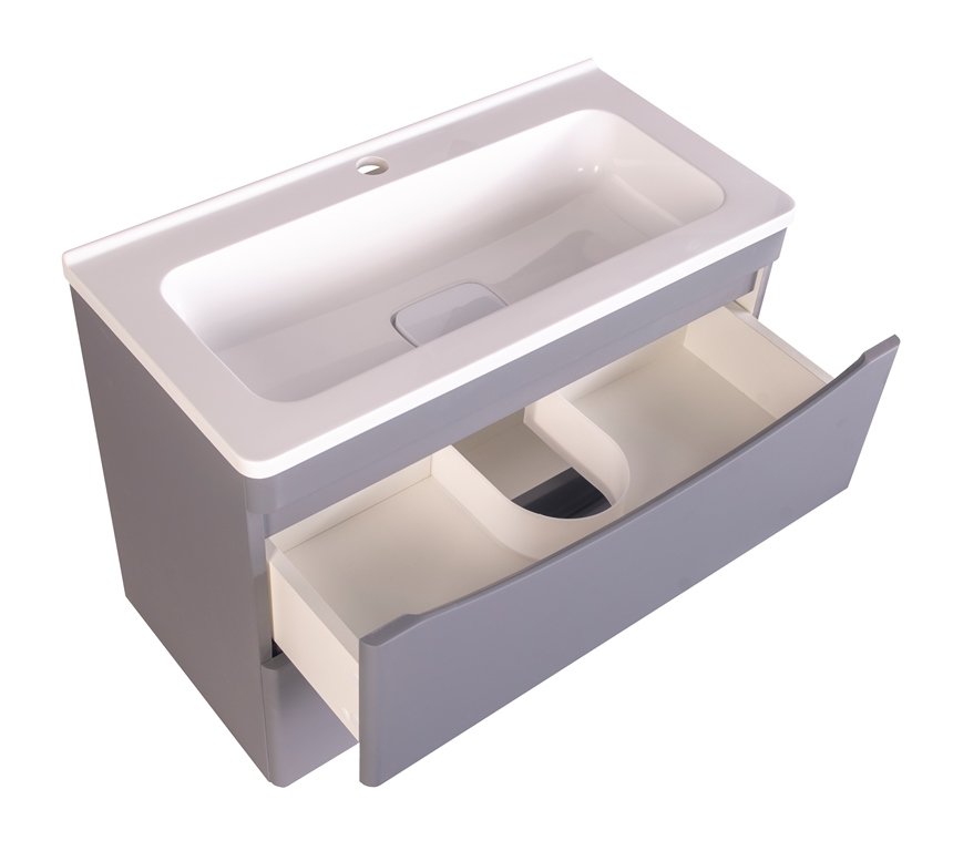 Тумба подвесная "Бергамо мини 70" (2 ящ.) Люкс антискрейтч серый, PLUS