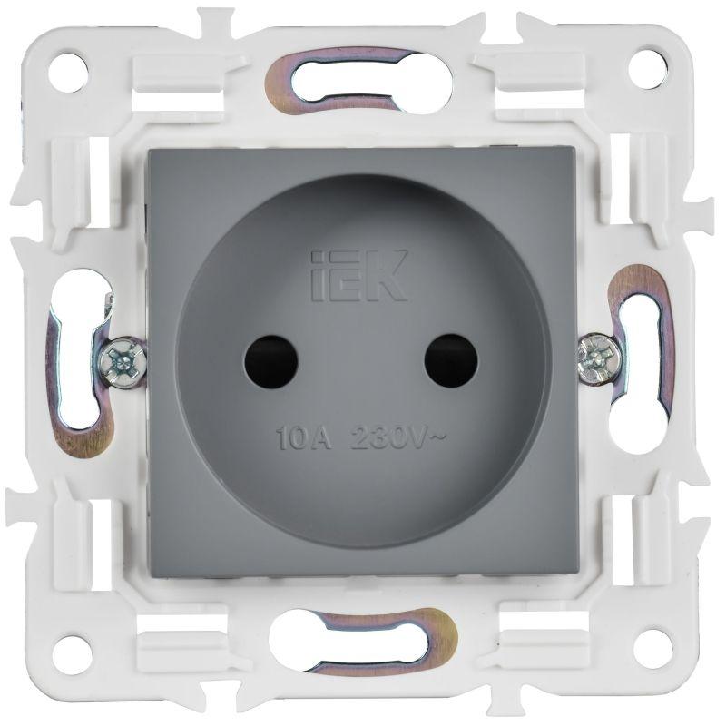 Розетка SKANDY 10А без заземл. защ. шторки SK-R01Gr сер. IEK SK-R13-10-K03