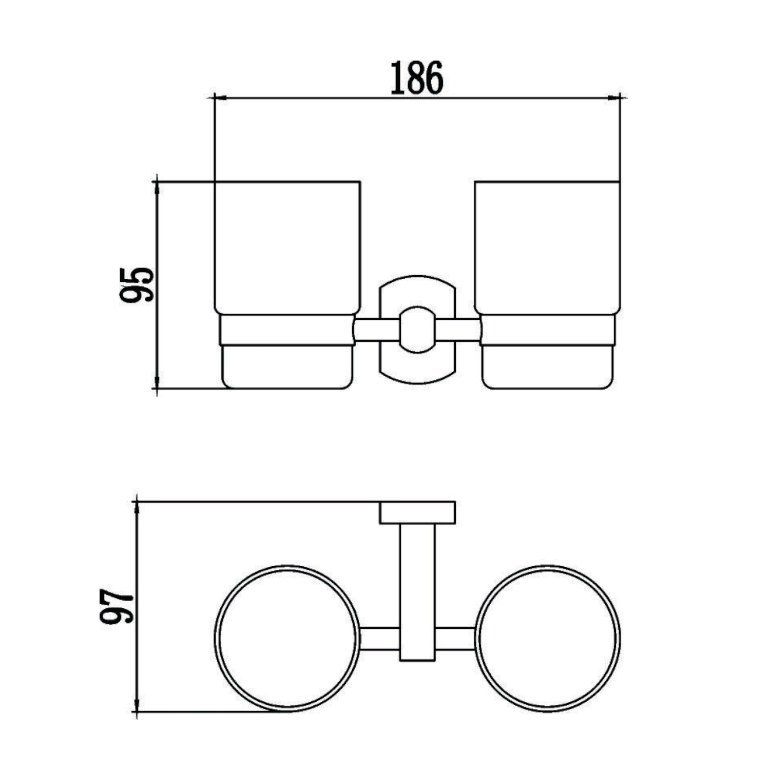 Стакан для ванной комнаты двойной Savol S-009968, хром