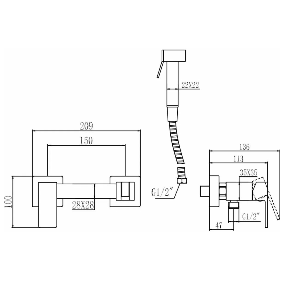 Гигиенический душ со смесителем Savol S-FXQ007H, черный