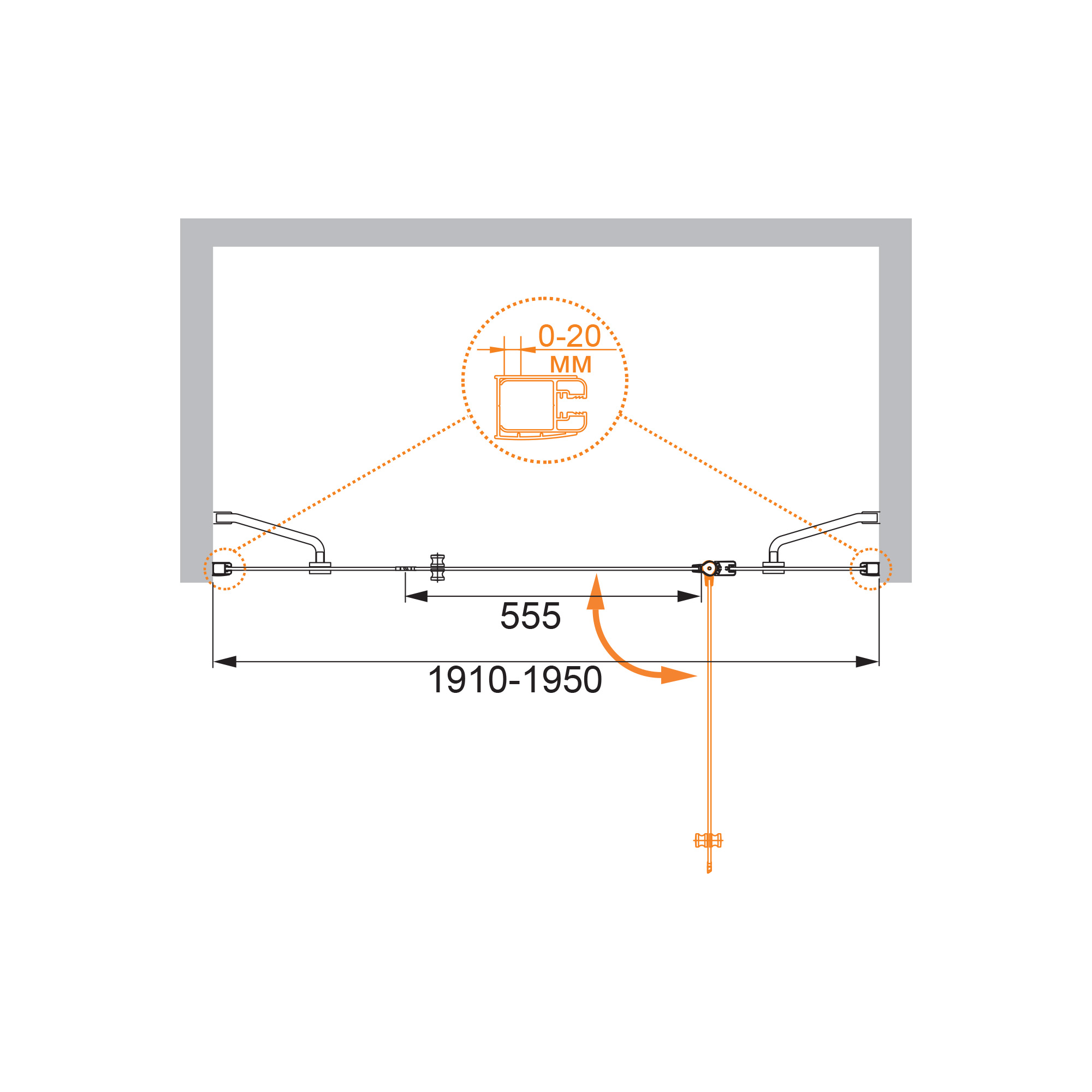 Душевая дверь CEZARES ELENA-W-B-13-90+60/50-C-Cr