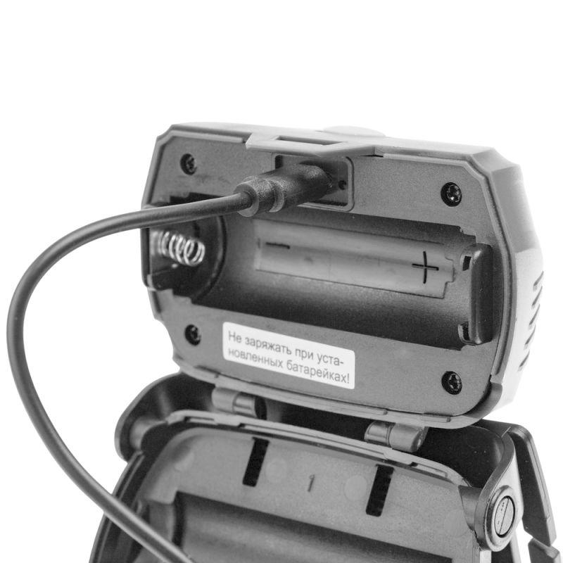 Фонарь налобный LED53412 аккум. 3.7В COB+LED 3Вт 3 реж. 3 x AAA Type-C бокс карбон Camelion 15764