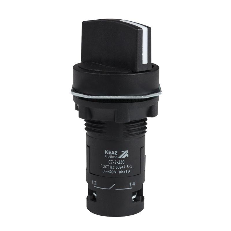 Переключатель 2 положения OptiSignal Compact D22 С7-S-210 черн. 1НО XB7ND21 КЭАЗ 362133