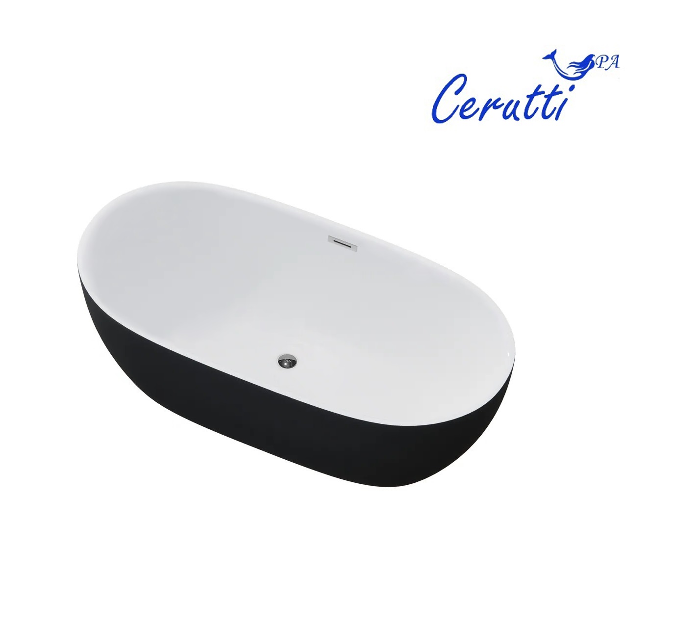 Ванна SKYE170GMB акриловая (1700x750x600) отдельностоящая, черная матовая снаружи, белая внутри, со сливом-переливом Ceruttispa