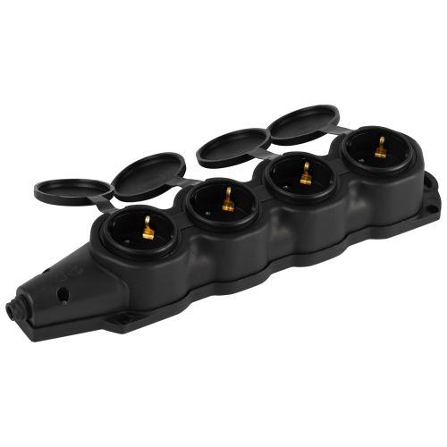 Колодка 4-м с заземл. 16A IP44 KX-4e-B-IP44 каучук. черн. Эра Б0068394