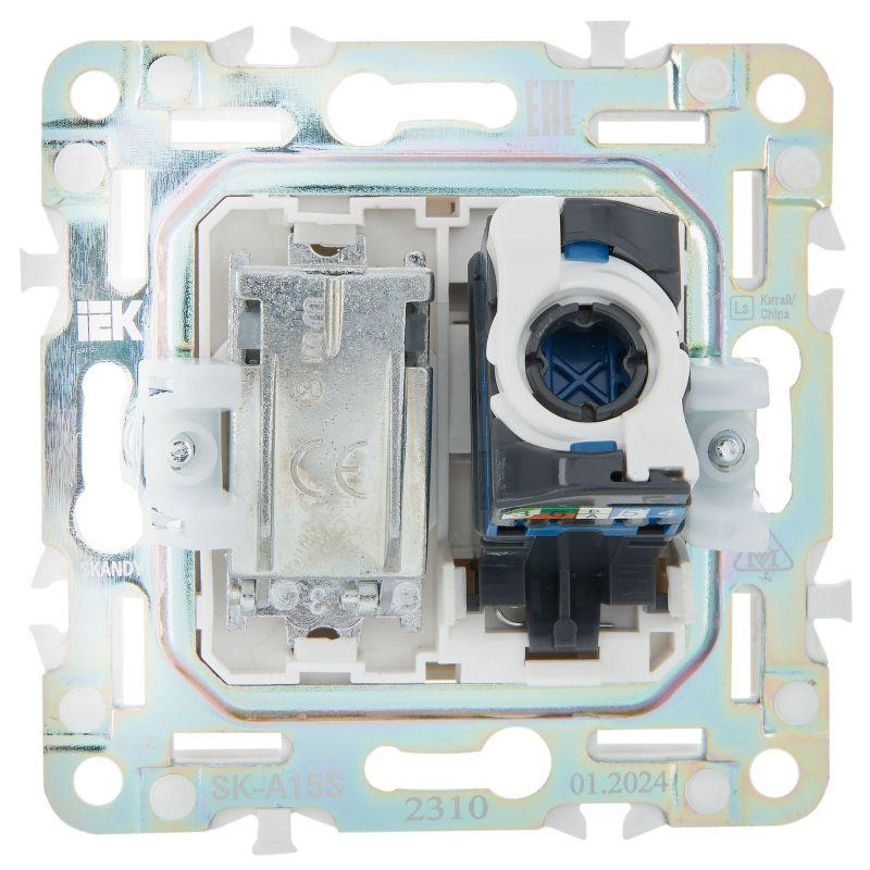 Розетка двойная TV+RJ45 кат.6E SKANDY SK-A15S серебр. IEK SK-AK20-2-K23