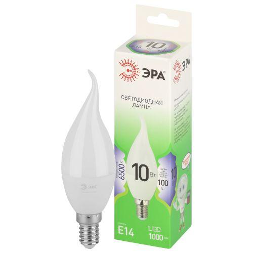 Лампа светодиодная GREEN LINE BXS-10W-865-E14 GL 10Вт свеча на ветру 6500К свет холод. E14 Эра Б0067134