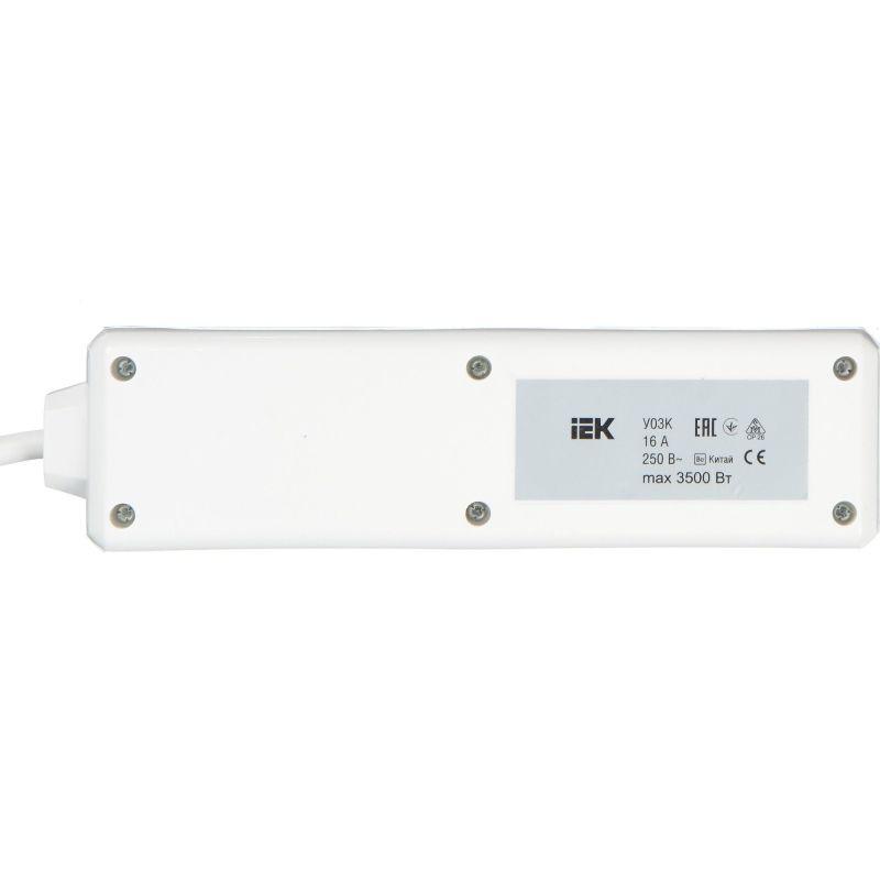 Удлинитель 3х5м с заземл. 16А IP20 У03К 2P+PE 250В ПВС 3х1 с выкл. IEK WYP10-16-03-05-ZK-N