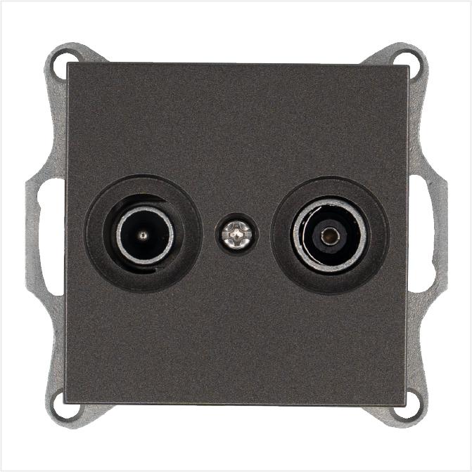 Розетка телевизионная оконечная TV + FM 2-м Ф9.5мм механизм мокко Jasmart G6204Z