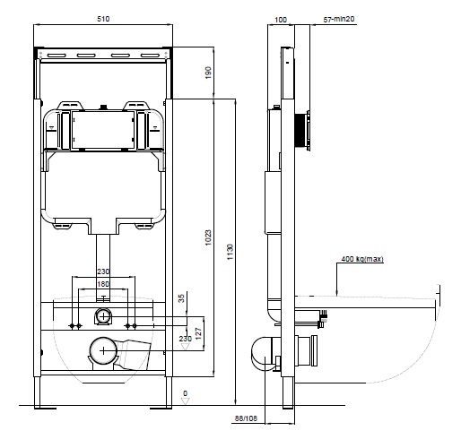 Инсталляция для подвесного унитаза Aquatek Easy Fix 51 INS-0000009, 1130*510*100 мм