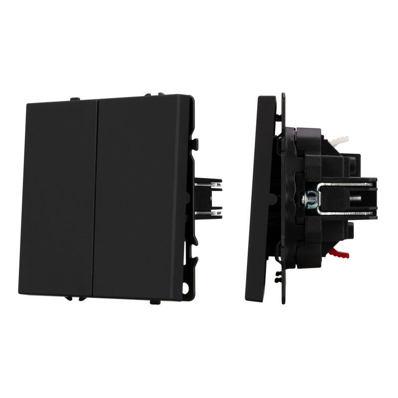 Механизм выключателя двухклавишный непроходной SWT-NOBE-MK02-SFPL-BK 230В 10А Arlight 054252