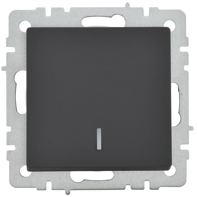 Выключатель 1-кл. СП BRITE ВС10-1-1-БрГ 10А с индик. механизм графит IEK BR-V10-1-10-K53