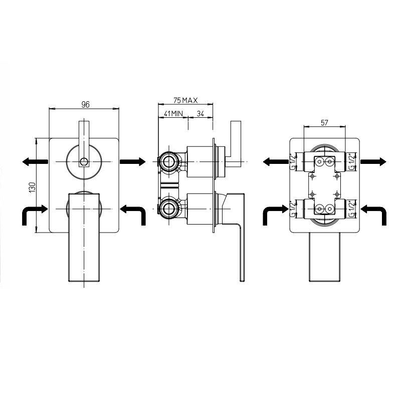Смеситель Paini Dax 84CR6911R для душа встраиваемый