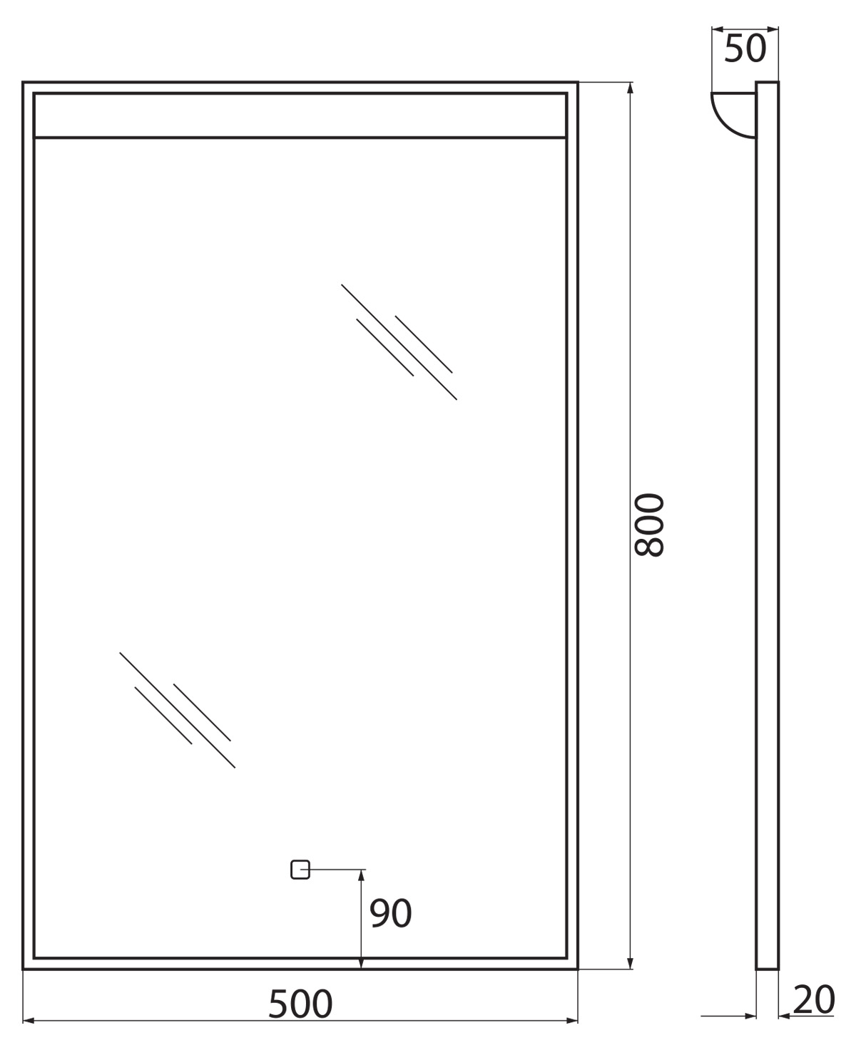 Зеркало BelBagno SPC-UNO-500-800-TCH