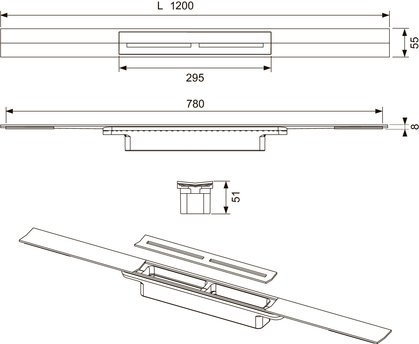 Профиль TECE drain profile 670901 для душа 90 см