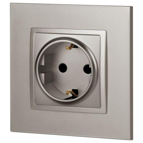Розетка Elegance 14-2102-16 16А 250В 2P+E Schuko защ. шторки титан Эра Б0065806