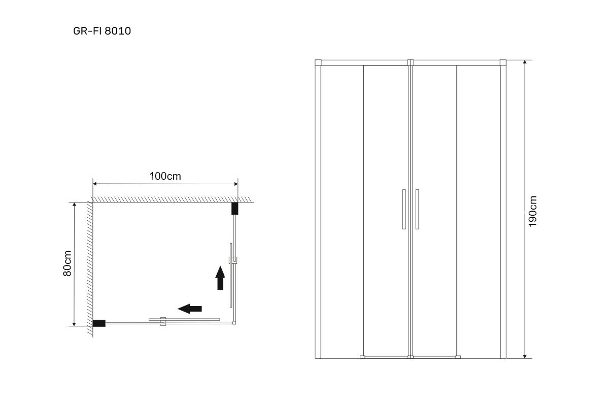Душевое ограждение GR-8010 Fly (80*100*190)