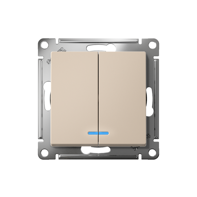 Выключатель 2-кл. AtlasDesign с подсветкой (сх.5а) 10AX мех. песочн. SE ATN001253