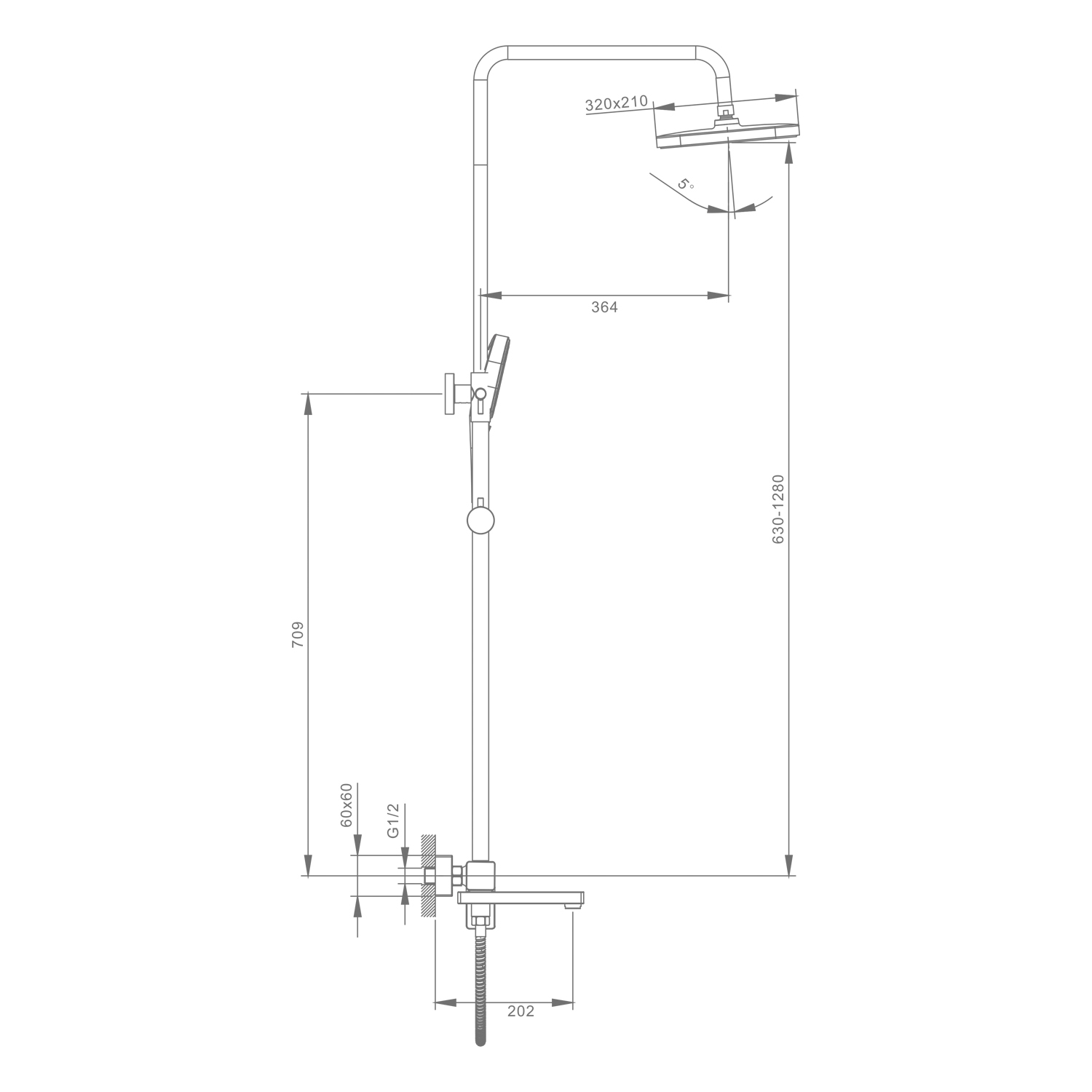 Душевая система Raglo R30.24.06, черный