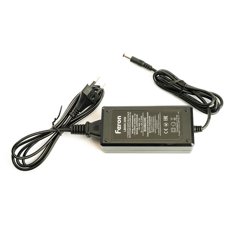 Трансформатор электронный для светодиодной ленты 30Вт 12В (драйвер) LB005 FERON 21489