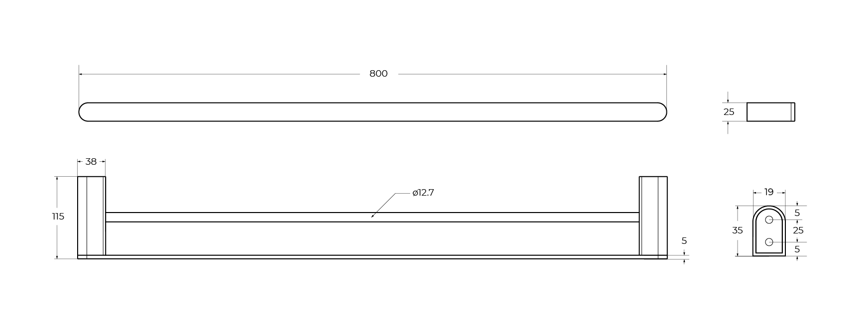 Полотенцедержатель двойной CEZARES STYLUS-THD-80-01