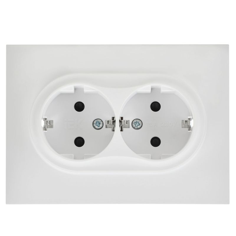 Розетка 2-м SKANDY 16А с заземл. защ. шторки в сборе SK-R07W арктич. бел. IEK SK-R24-16-K01-F