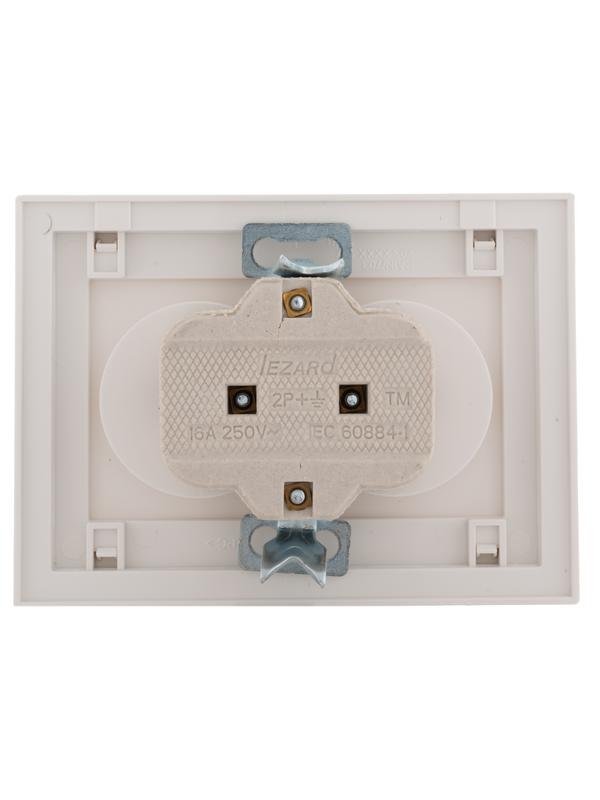 Розетка 2-м СП Rain 16А IP20 без заземл. с хром. боковой вставкой керамика бел. LEZARD 703-0225-128