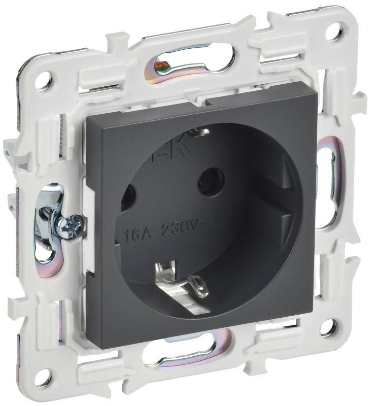 Розетка SKANDY 16А с заземл. защ. шторки SK-R04T титан IEK SK-R14-16-K48