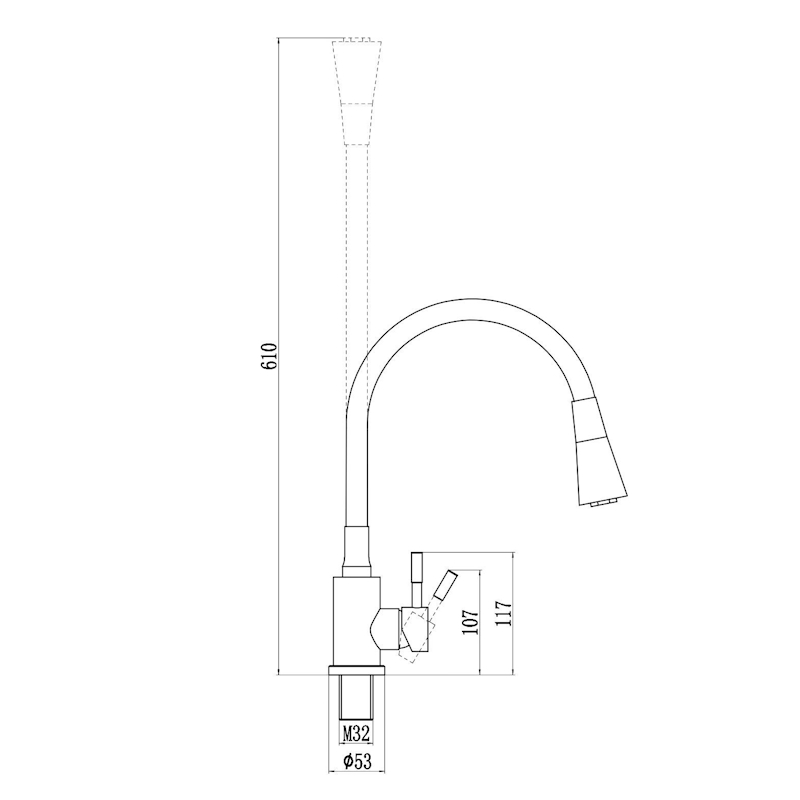 Смеситель для кухни с гибким изливом и режимом душ Savol S-3002CM-07, матовое золото