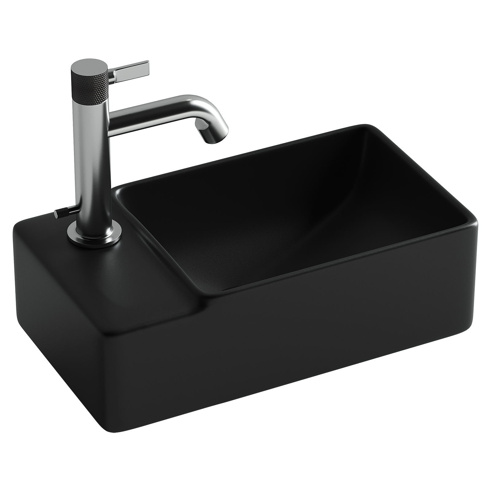 Умывальник подвесной прямоугольный (чаша справа, отверстие под смеситель слева) цвет черный матовый Element 395*220*125мм, CN5046MB