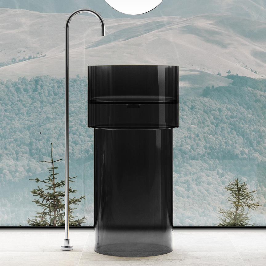 Раковина отдельностоящая прозрачная ABBER Kristall AT2701Onyx черная