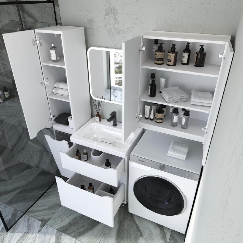 Тумба напольная "Марелла 60" (2 ящ.) Люкс антискрейтч белый глянец, PLUS