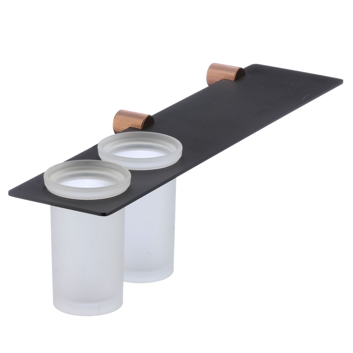 Стакан для ванной комнаты двойной Savol S-002168HD, черный/бронза