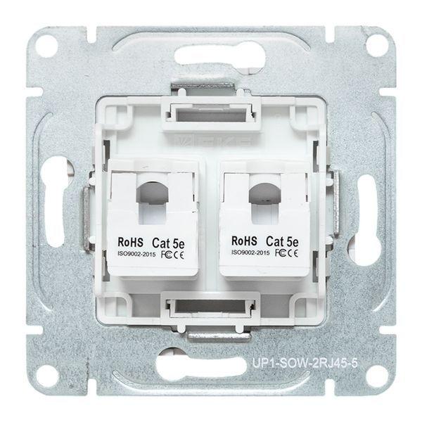 Розетка компьютерная 2-м СП Эпика RJ45 кат.5 механизм бел. EKF UP1-SOW-2RJ45-5