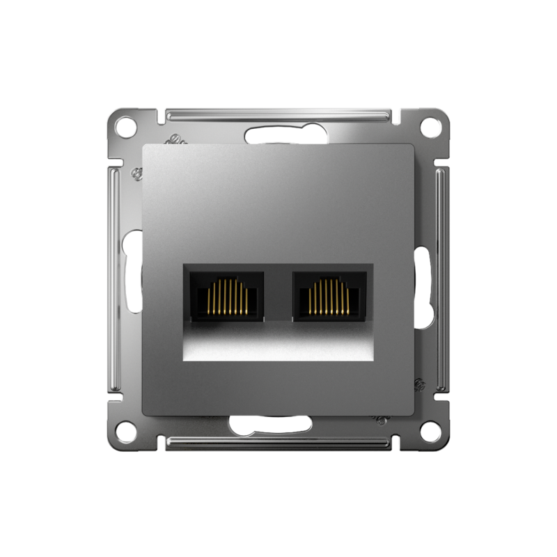 Розетка компьютерная 2-м AtlasDesign RJ45+RJ45 кат.6A механизм сталь SE ATN000988