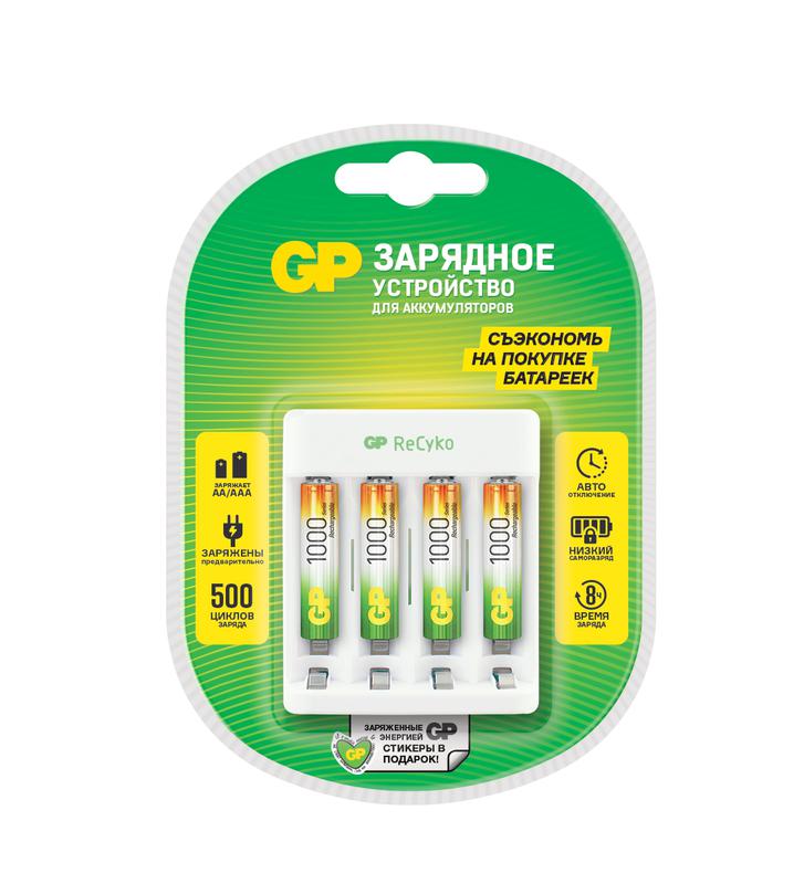Устройство зарядное Е411 с 4 аккумуляторами AAA/HR03 1000мА.ч (блистер) GP 373