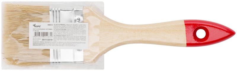 Кисть флейцевая "Оптима" 2дюйм (50мм) натур. свет. щетина деревянная ручка КУРС 00815