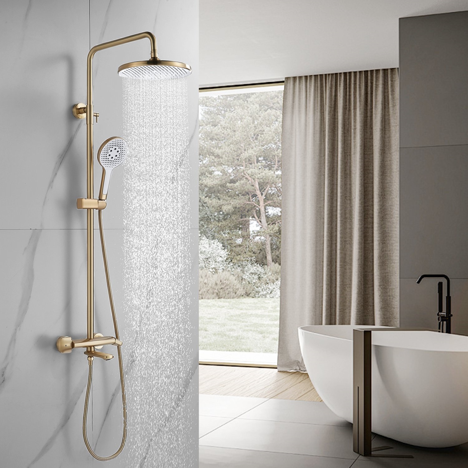 Душевая система Rose R3936G, золотой сатин