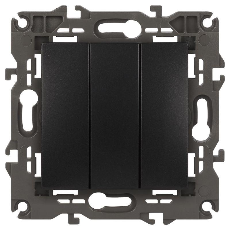 Выключатель 3-кл. СП Elegance 14-1107-05 10А IP20 250В 10AX механизм антрацит Эра Б0034254