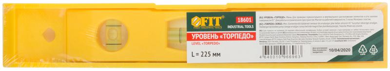 Уровень "Торпедо" пластиковый 3 глазка магнитный 225мм FIT 18601