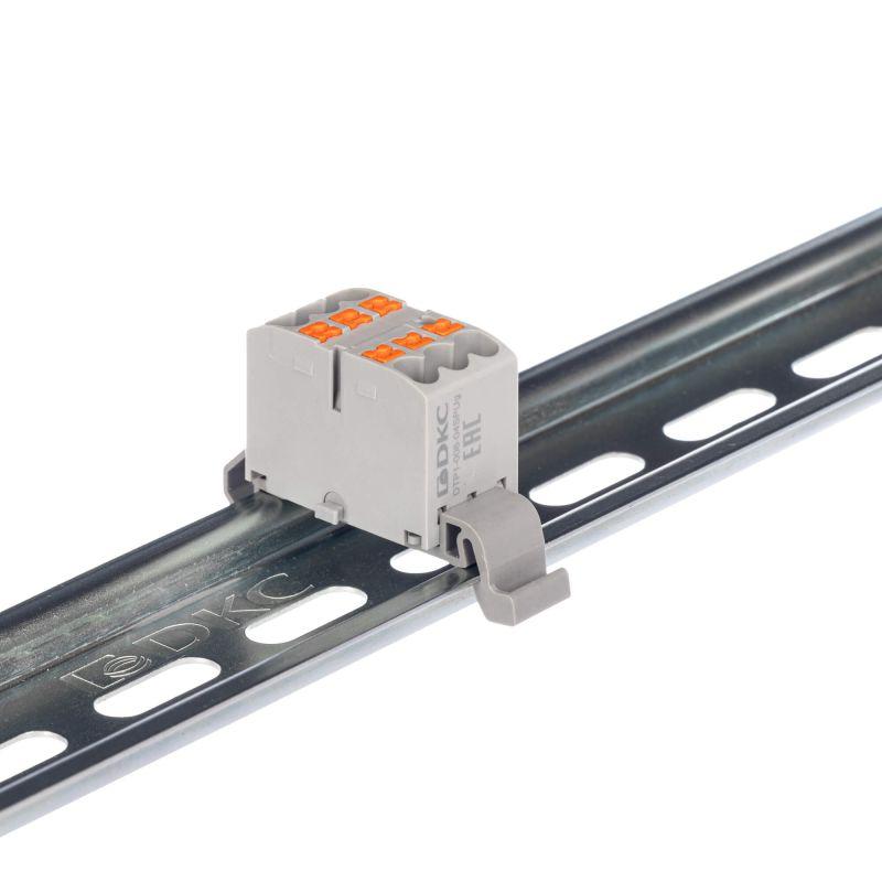 Блок распределительный зажим push-in 6 точек подключения 25кв.мм сер. DKC DTP1-006-04SPUG