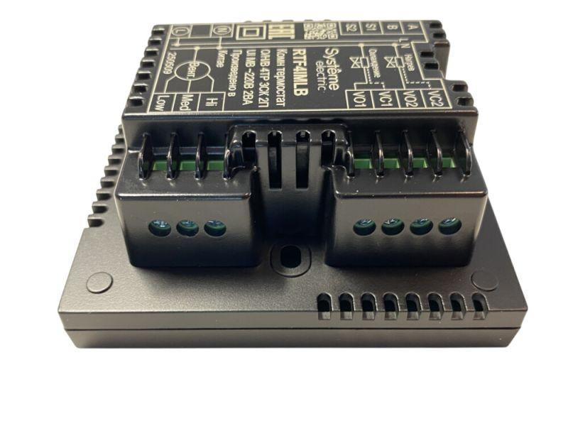 Термостат комнатный цифровой для 4тр 3ск FCU и 2-х поз. клап. 1UI 5DO Modbus 220В BS черн. SE RTF4IMLB