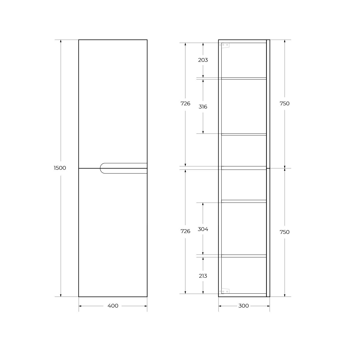 Шкаф подвесной CEZARES DUET-1500-2A-SC-BL