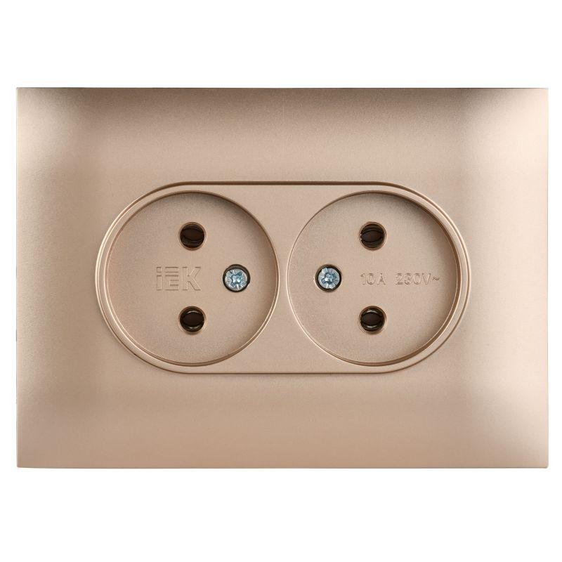 Розетка 2-м SKANDY 10А без заземл. без защ. шторок в сборе SK-R10Sa песочн. IEK SK-R20-10-K98-F