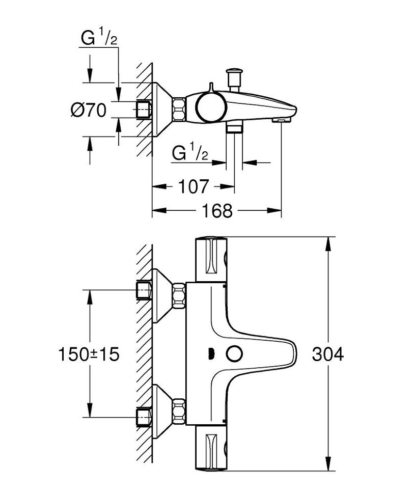 Комплект смесителей 3 в 1 Grohe Eurosmart Grohtherm 800 124422