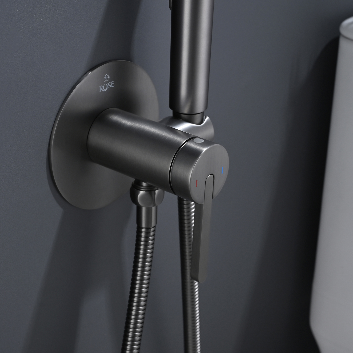 Гигиенический душ со смесителем Rose R235T, оружейная сталь