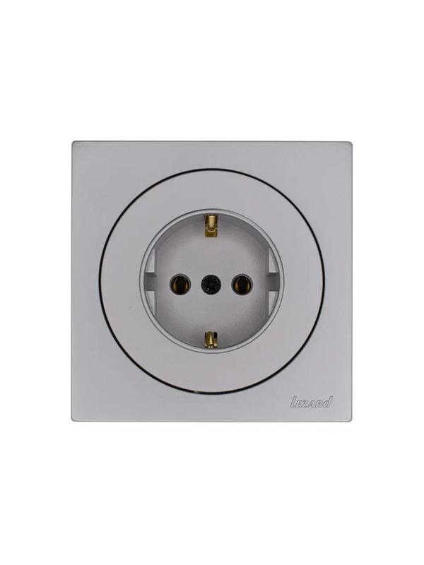 Розетка 1-м OSEN IP20 16А с заземл. ПБТ механизм сер. матов. LEZARD 743-7488-122B